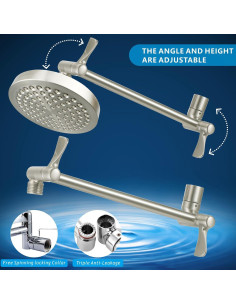 Cabezal de Ducha de Lluvia Nuodan 6" con Brazo de 28 cm 2