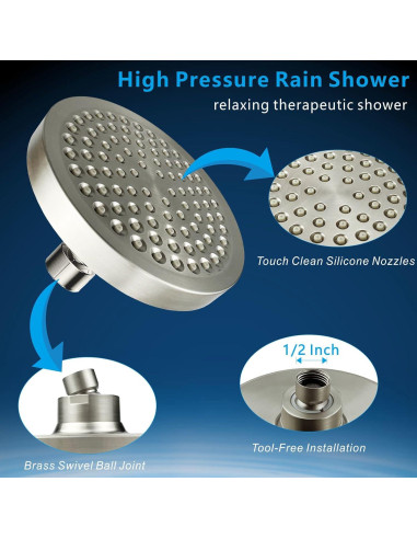 Cabezal de Ducha de Lluvia Nuodan 6" con Brazo de 28 cm