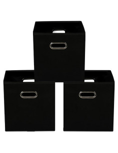 Cajas de almacenamiento Yunkeeper, 3 unidades, 28x28x28 cm, negro