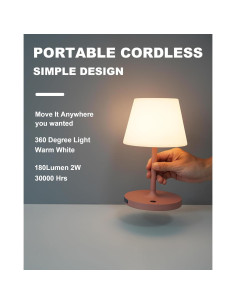 Lámpara de Mesa LED Recargable Rosa 4000mAh IP44 24.4cm 2