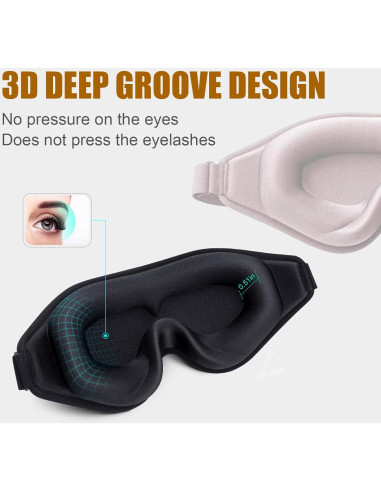 Máscara de Ojos para Dormir Hunrimu 3D Ajustable Bloqueo Luz