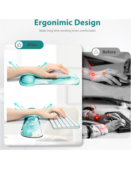 Juego de Alfombrilla de Ratón 3 en 1 EYROZILL Ergonómico Gel