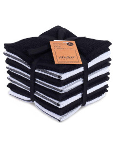 Set de 8 Paños de Cocina AMOUR INFINI - 30.48x30.48 cm - Negro