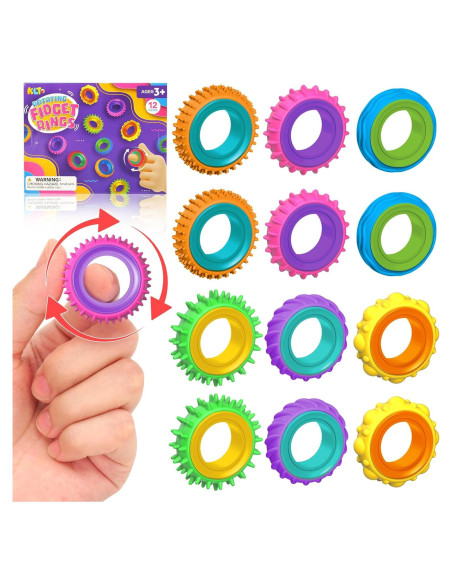 Anillos Antiestrés Texturizados KLT - Paquete de 12 Piezas