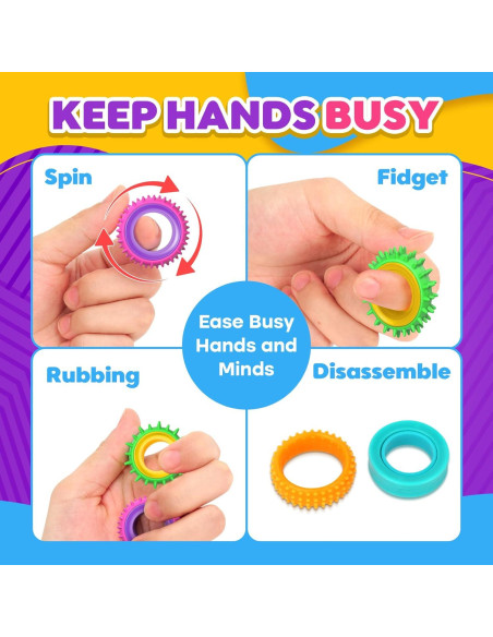 Anillos Antiestrés Texturizados KLT - Paquete de 12 Piezas