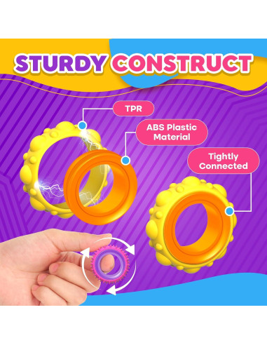 Anillos Antiestrés Texturizados KLT - Paquete de 12 Piezas