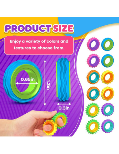 Anillos Antiestrés Texturizados KLT - Paquete de 12 Piezas