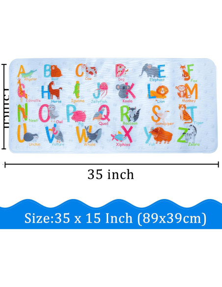 Alfombrilla de baño antideslizante BEEHOMEE 89x38 cm Alfabeto