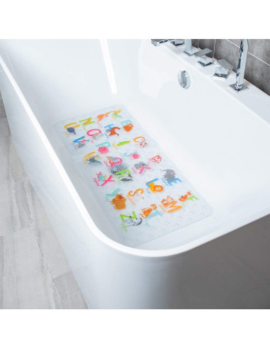Alfombrilla de baño antideslizante BEEHOMEE 89x38 cm Alfabeto