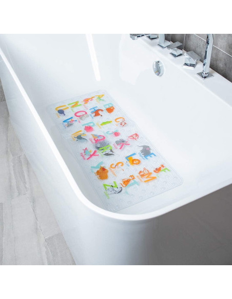 Alfombrilla de baño antideslizante BEEHOMEE 89x38 cm Alfabeto