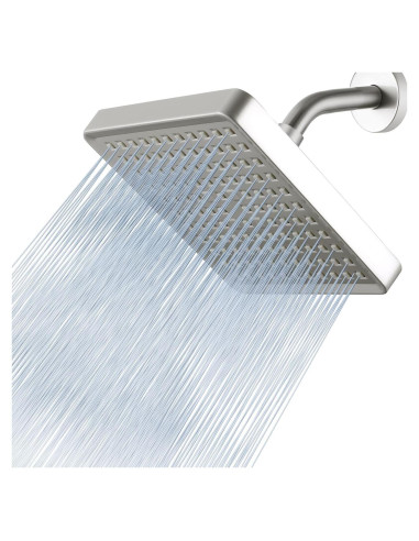 Cabezal de Ducha Voolan Cuadrado 15cm Alta Presión Níquel