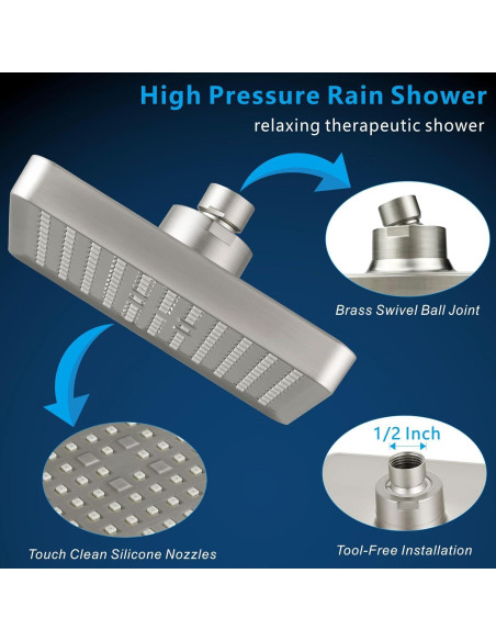Cabezal de Ducha Voolan Cuadrado 15cm Alta Presión Níquel