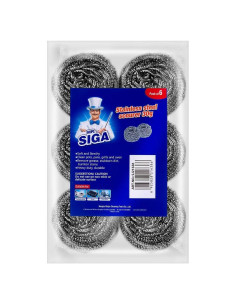 Esponja de Acero Inoxidable MR.SIGA, Paquete de 6, 178g