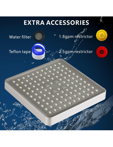 Cabezal de Ducha Voolan Cuadrado 15cm Alta Presión Níquel