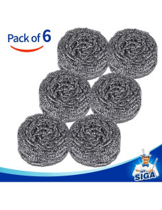 Esponja de Acero Inoxidable MR.SIGA, Paquete de 6, 178g 2