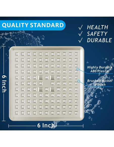 Cabezal de Ducha Voolan Cuadrado 15cm Alta Presión Níquel