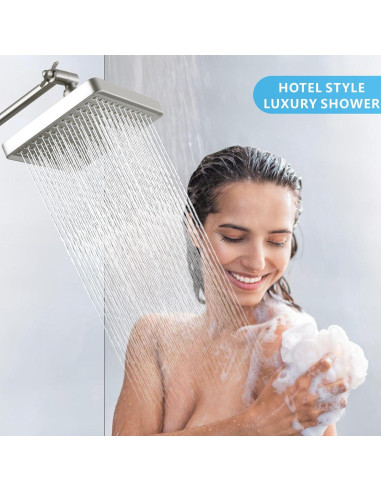 Cabezal de Ducha Voolan Cuadrado 15cm Alta Presión Níquel