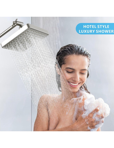 Cabezal de Ducha Voolan Cuadrado 15cm Alta Presión Níquel