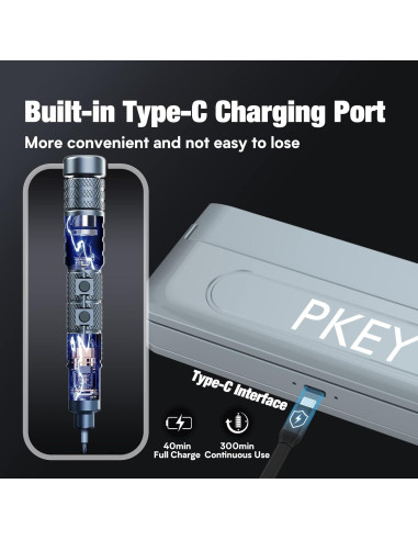 Destornillador Eléctrico Mini PKEY CS0631A con 28 Puntas