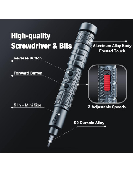 Destornillador Eléctrico Mini PKEY CS0631A con 28 Puntas