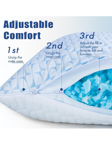 Almohada QUTOOL Coolpro Ajustable Viscoelástica Firme 66x44cm