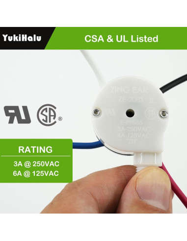 Interruptor de cadena para ventilador de techo YukiHalu ZE-208S 3 velocidades