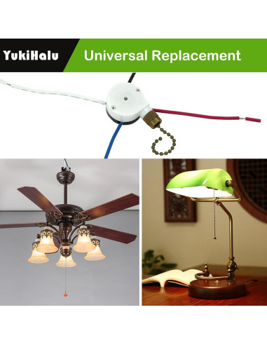 Interruptor de cadena para ventilador de techo YukiHalu ZE-208S 3 velocidades