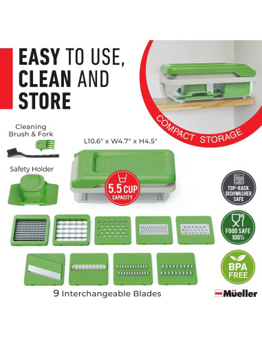 Picador de Verduras Mueller 9 Cuchillas Acero Inoxidable