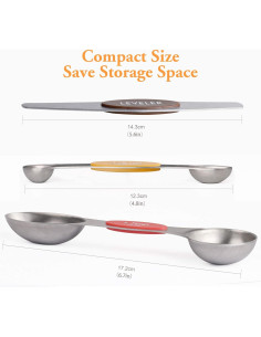 Juego de Cucharas Medidoras Magnéticas YellRin 8 Piezas Acero Inoxidable 2