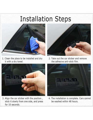 Emblema 3D para Automóvil DWARFOO Edición Fuck IT Negro