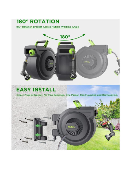 Carrete de Manguera de Jardín MYTOL 25 m con Boquilla 10 Patrones