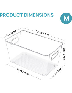 Bins Organizadores de Plástico Vtopmart 2 PCS Medianos 15.24x25.4x12.7cm 2