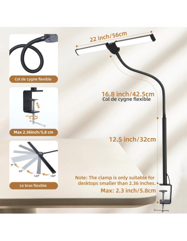 Lámpara de Escritorio LED Motumen MTD2401, Flexible y Ajustable