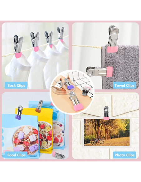 Pinzas de Ropa Sylroal Acero Inoxidable 32 Piezas Multicolor