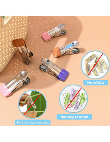 Pinzas de Ropa Sylroal Acero Inoxidable 32 Piezas Multicolor