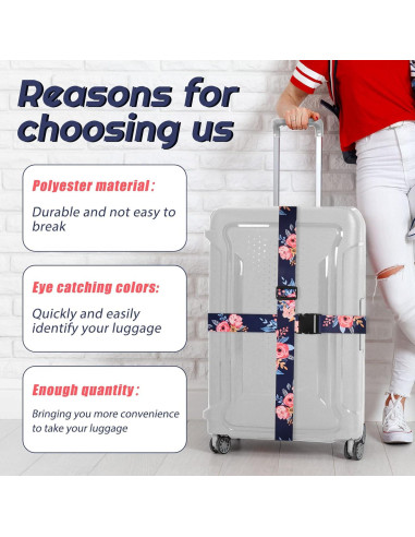 Correas de Equipaje Patelai 4 Piezas Ajustables 5 cm x 1.83 m