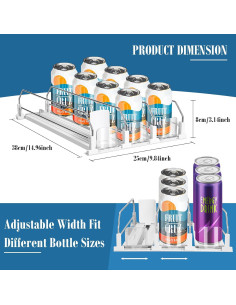 Organizador de Bebidas Asika Ajustable para Refrigerador 38 cm 2