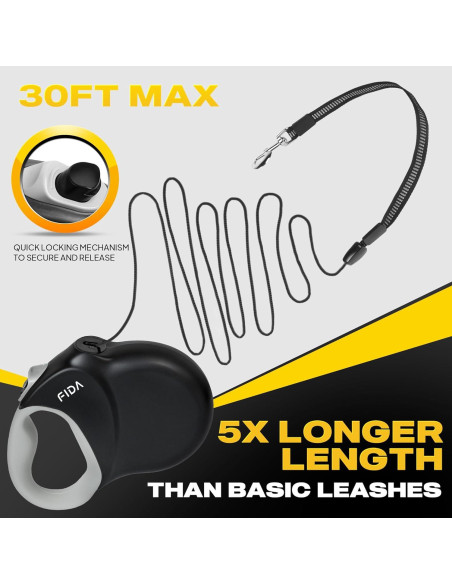 Correa Retráctil para Perros Fida 9m Resistente hasta 50kg
