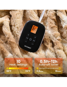 Manta Eléctrica WOOMER Individual 157x213 cm Franela Beige 2