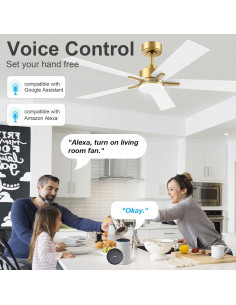 Ventilador de Techo Inteligente Lorpies 52" con Luces LED y Control Remoto 2