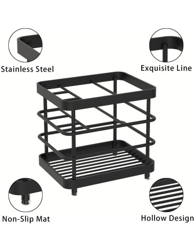 Soporte para Cepillos de Dientes WHALCHI Acero Inoxidable Negro