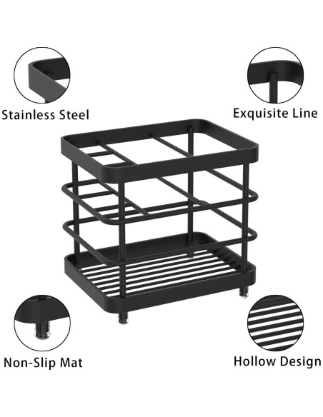 Soporte para Cepillos de Dientes WHALCHI Acero Inoxidable Negro