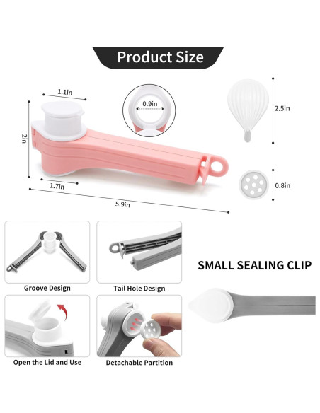 4 Clips de Sellado de Comida DEFORAGE con Boquilla - 108g