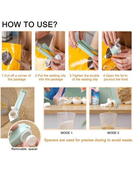 4 Clips de Sellado de Comida DEFORAGE con Boquilla - 108g