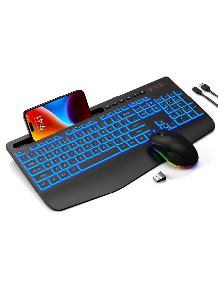 Combo Teclado y Ratón Inalámbricos Trueque - Retroiluminación 7 Colores Combo Teclado y Ratón Inalámbricos Trueque - Retroiluminación 7 Colores