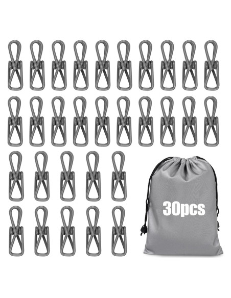 Clips para Bolsas Vivinin - 30 Piezas Gris, Resistente y Compacto