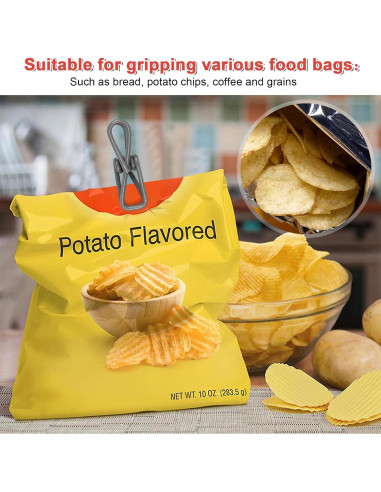 Clips para Bolsas Vivinin - 30 Piezas Gris, Resistente y Compacto