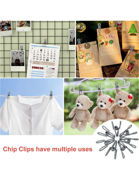 Clips para Bolsas Vivinin - 30 Piezas Gris, Resistente y Compacto