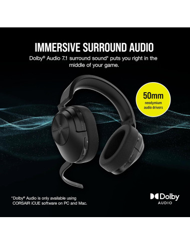 Auricular Gaming CORSAIR HS55 WIRELESS Bluetooth 50mm Dolby 7.1