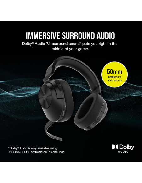 Auricular Gaming CORSAIR HS55 WIRELESS Bluetooth 50mm Dolby 7.1